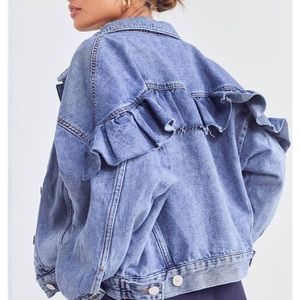 Urban Outfitters Ruffled Denim Jacket